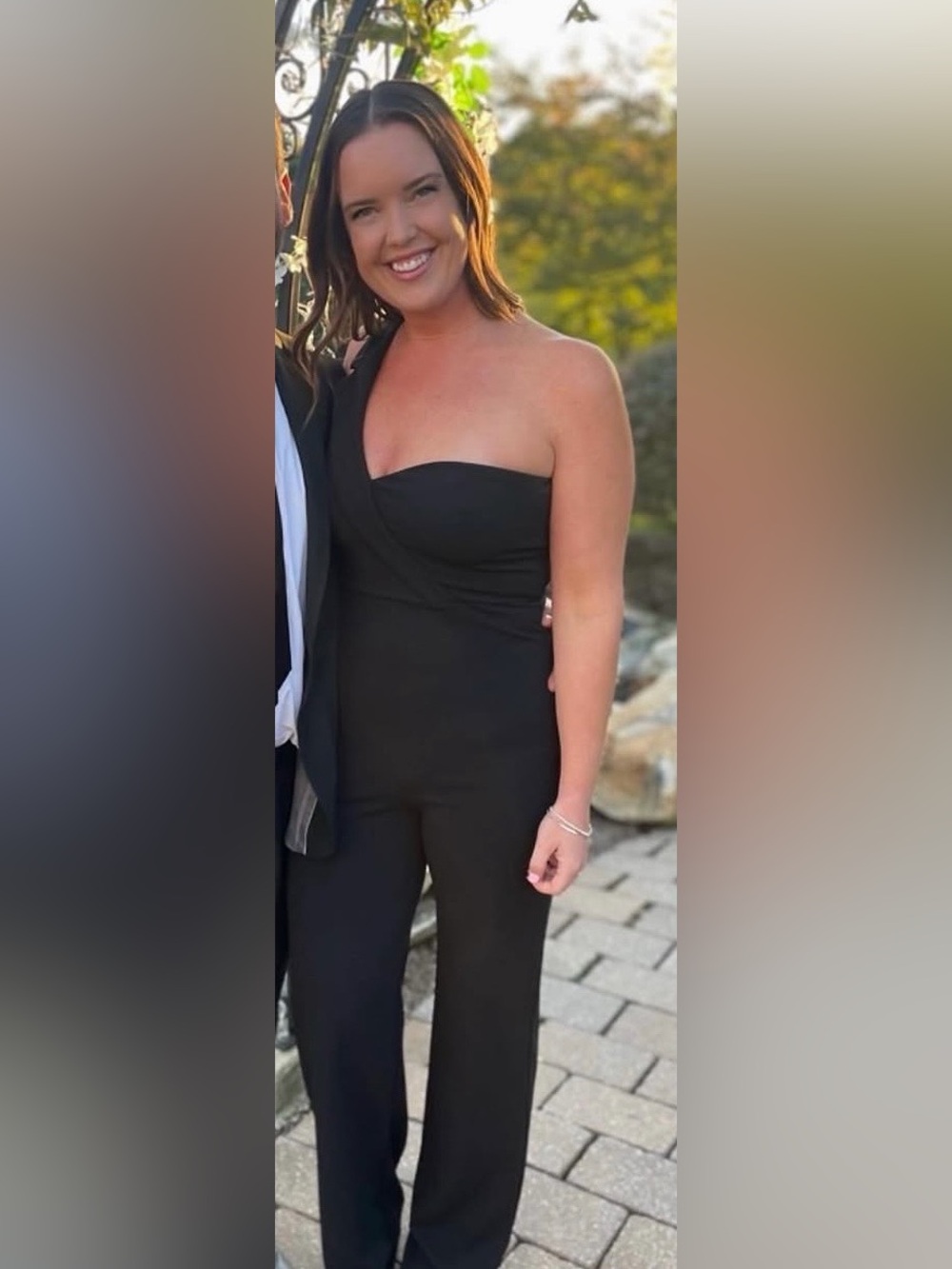 Blue Blush Black One-Shoulder Strapless Jumpsuit